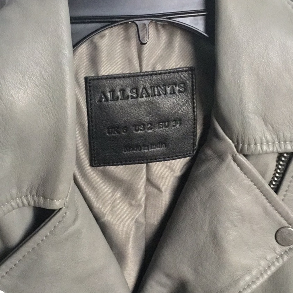 Balfern Belted Leather Biker Jacket All Saints - Picture 8 of 9